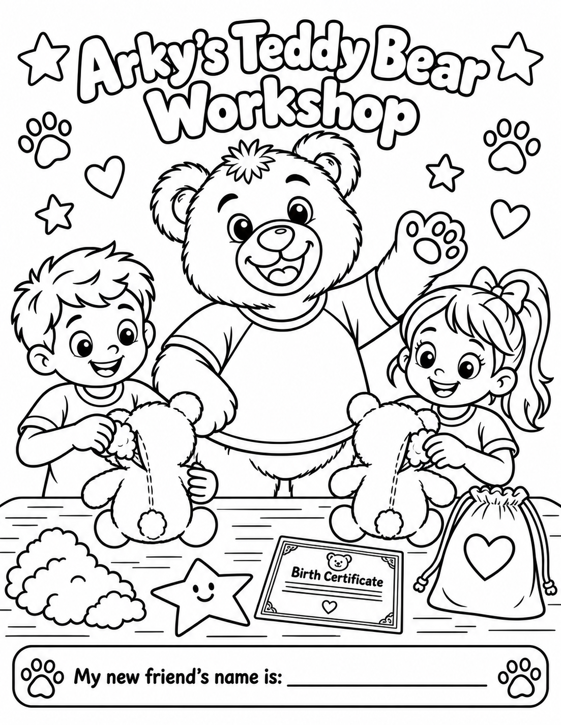 Arky's Workshop Coloring Sheet printable card graphic