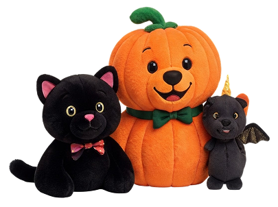 A Halloween-themed plush friend