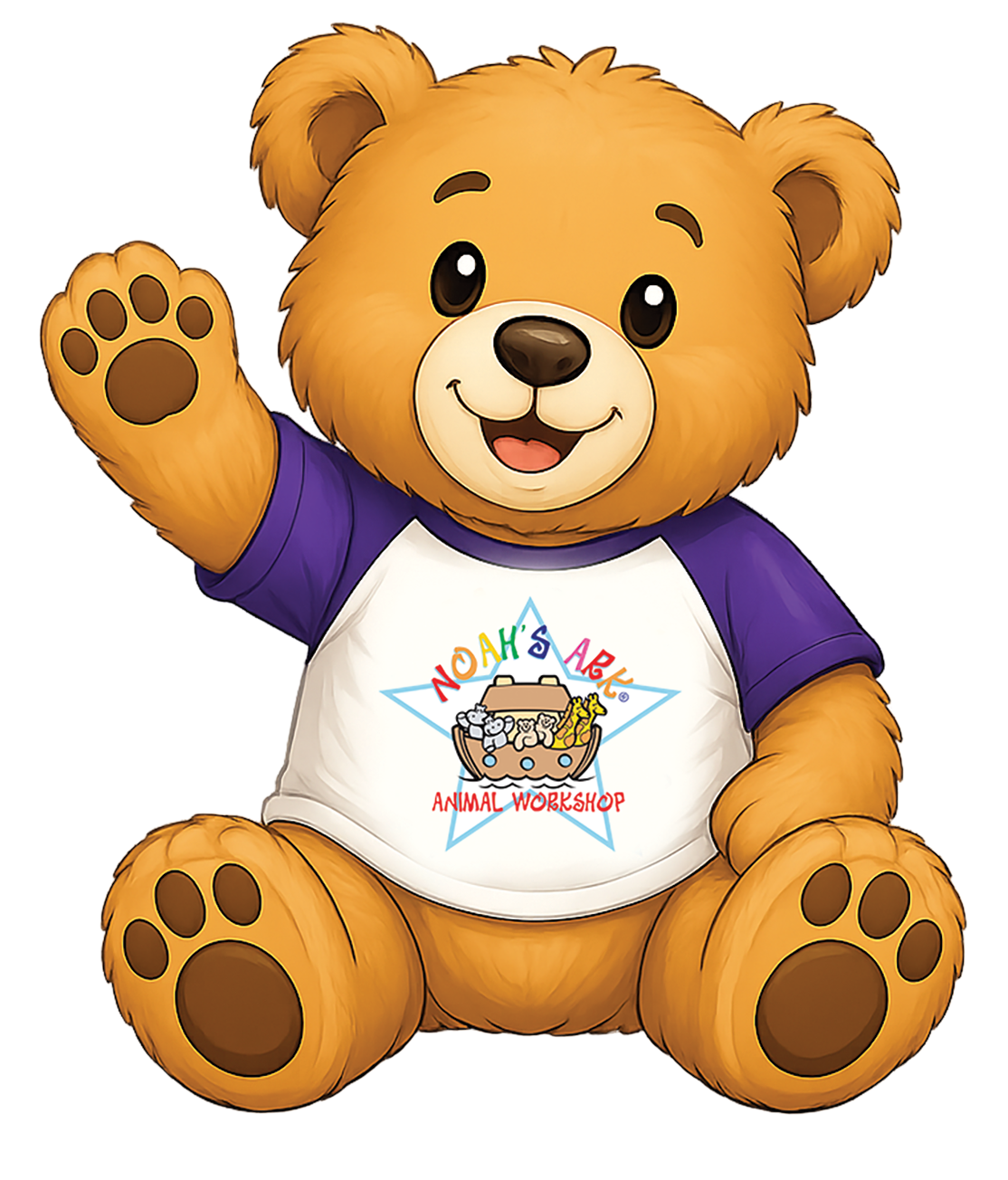 Noah Bear waving from the corner of the Learning Center hero image