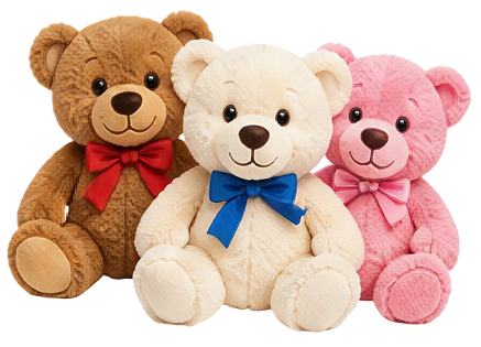 A group of classic plush teddy bears
