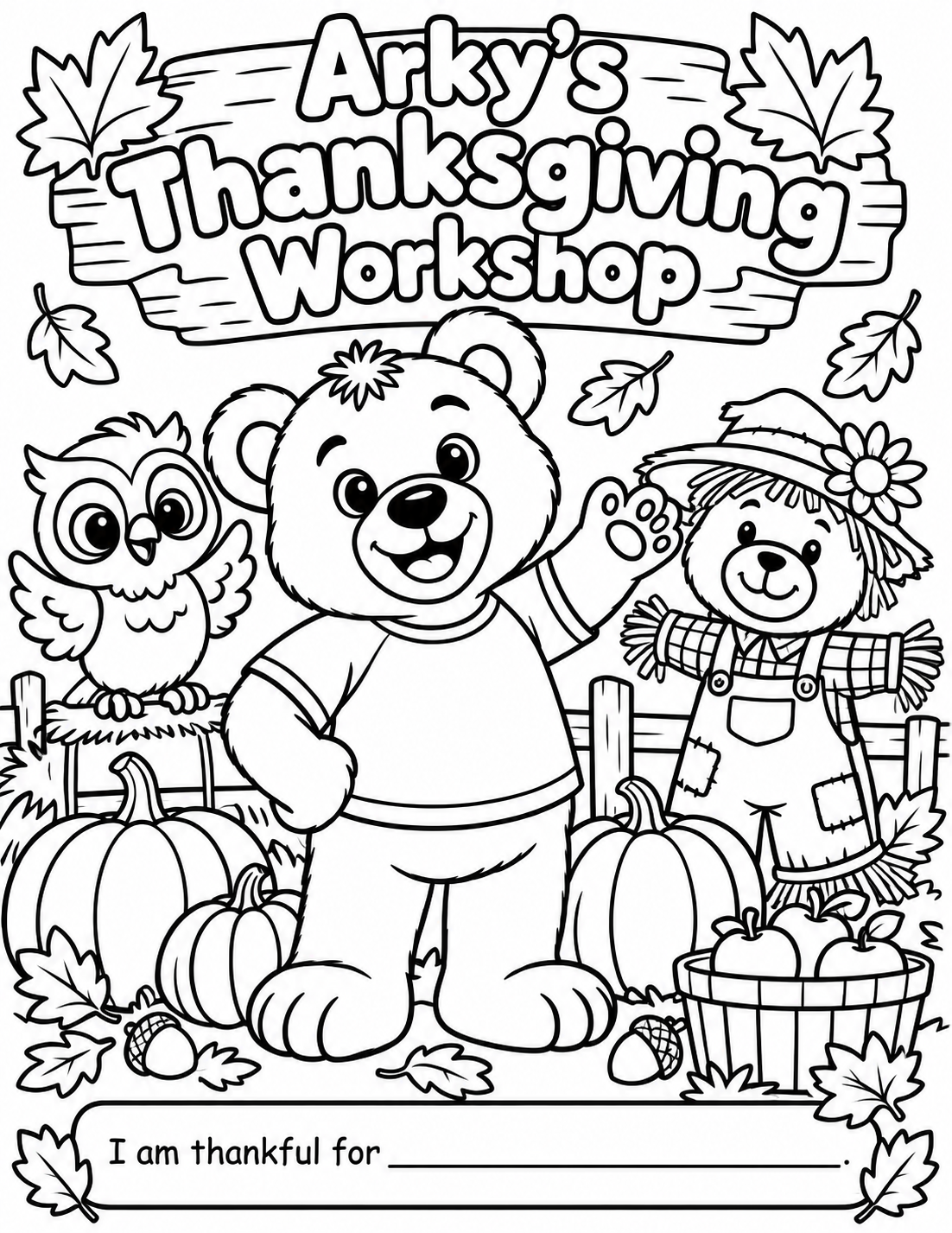Thanksgiving Coloring Sheet printable card graphic