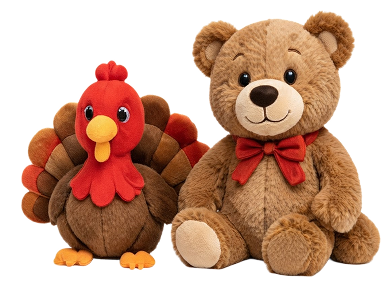 A Thanksgiving-themed plush friend